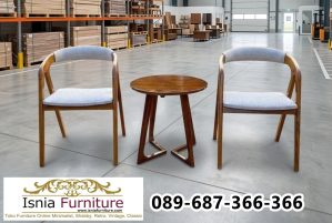 Set Kursi Teras Cafe & Balkon Bali Kayu Jati (2 Kursi + 1 Meja Bulat)