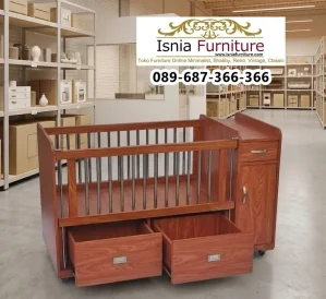 Box Bayi Kayu Multifungsi dengan Laci Penyimpanan