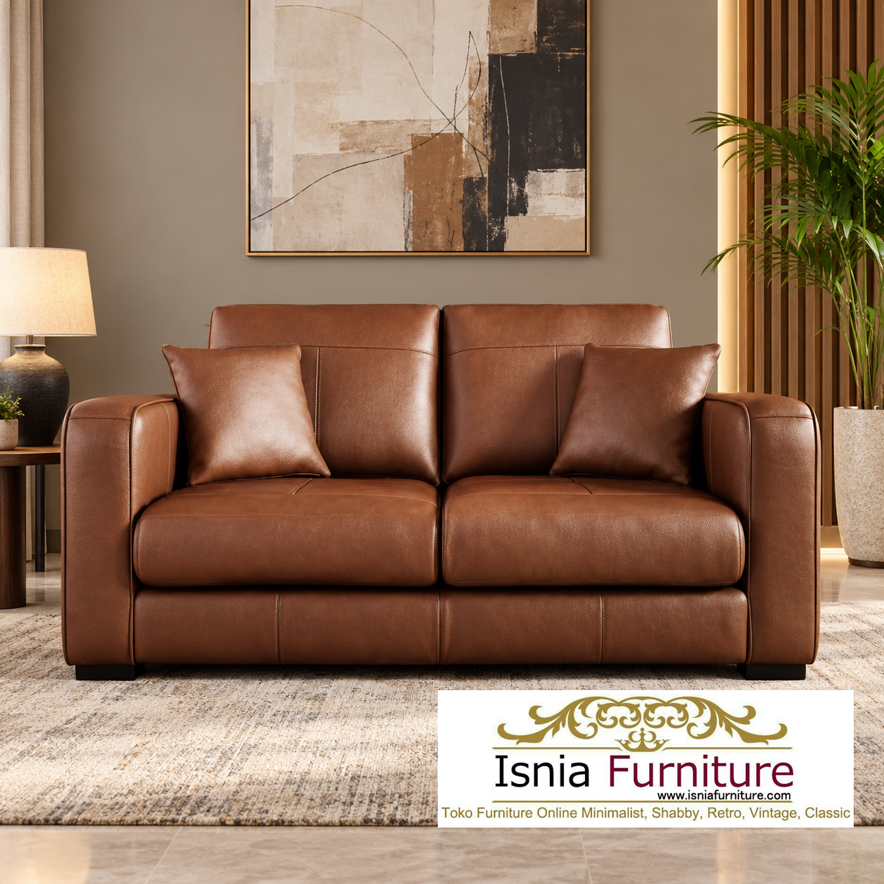 Sofa Kulit Asli 2 Seater Premium
